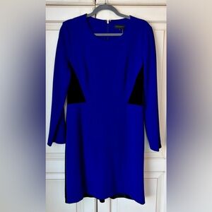 Donna Karan New York Cobalt and Black Colorblock “velvet” dress sz 14
